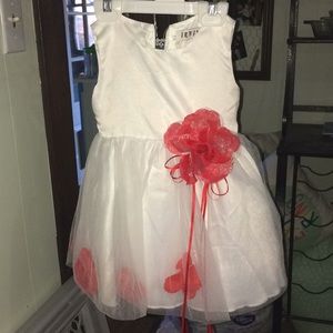 Iefiel white/red flower girl dress